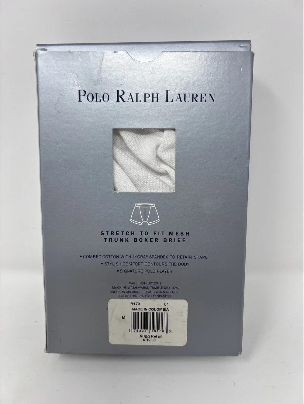 Vintage Polo Ralph Lauren Stretch To Fit Mesh Trunk Boxer Brief - White, Medium
